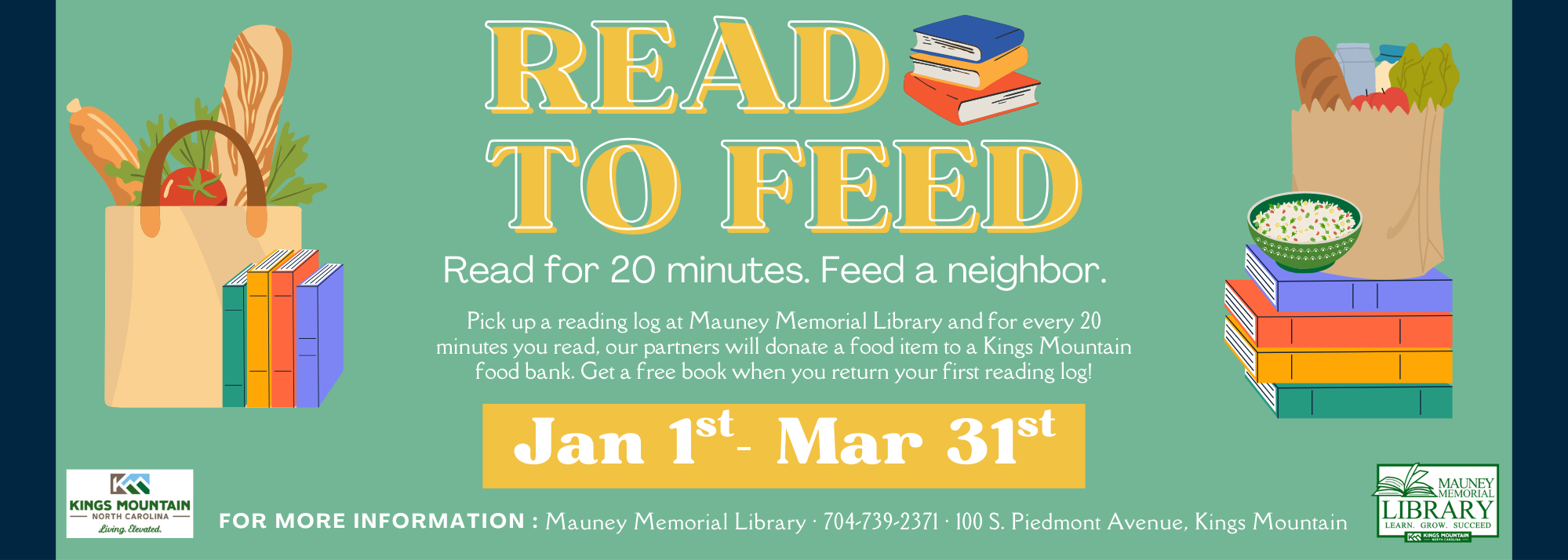 Read to Feed: January-March. Learn more at the Front Desk